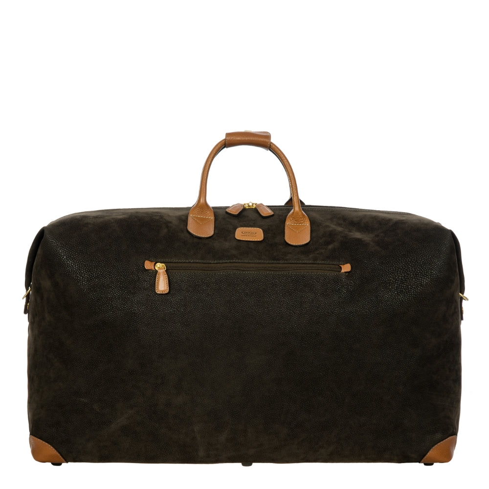 Olive green Bric's large holdall travel bag from the Duffles & Holdalls collection, showcasing spacious design and sturdy handles.