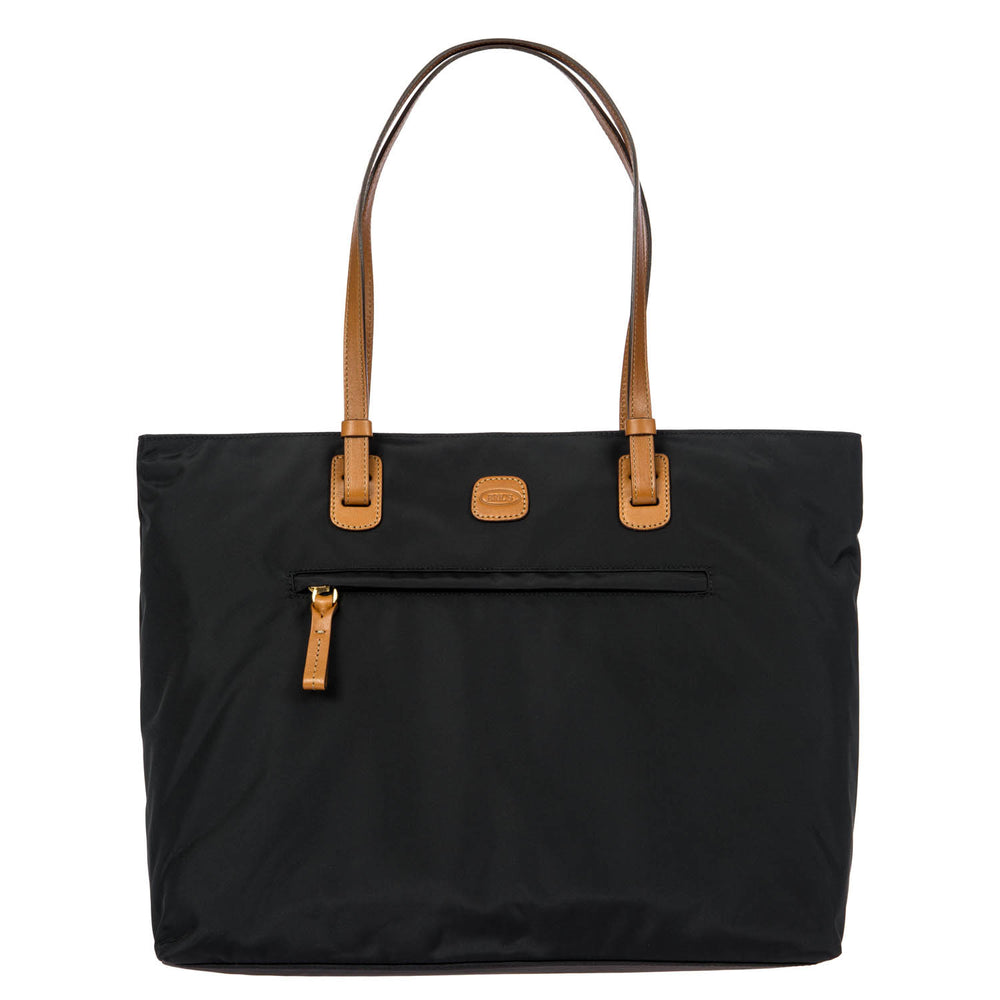 Bric's Slim Long Handle Shopper Bag in black, featuring a spacious tote design with comfortable handles.