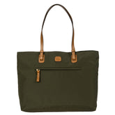 Bric's olive green slim long handle shopper tote bag, featuring a spacious design and stylish finish.