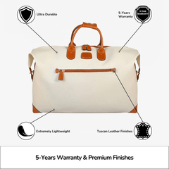 Bric's Small Clipper Duffle in Firenze, showcasing rich leather texture and spacious interior for travel or gym use.