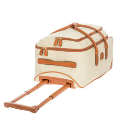 Cream Bric's Small Wheeled Holdall, Firenze duffle bag with wheels and handles, suitable for travel and overnight trips.