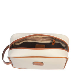 Cream Bric's Firenze wash kit featuring a sleek design and spacious interior for travel essentials.