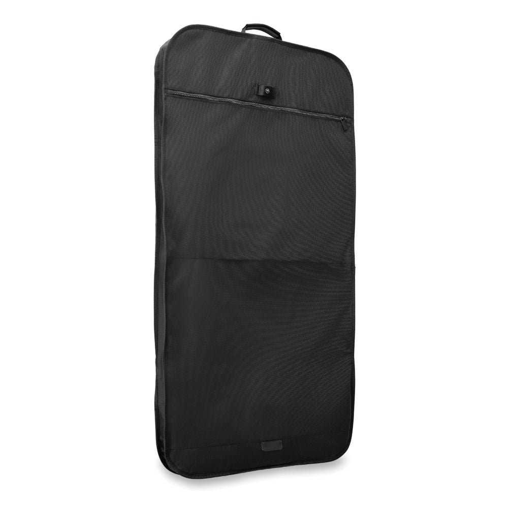 Classic Briggs & Riley Baseline 2 garment bag in black, showcasing its spacious design and sturdy handles.