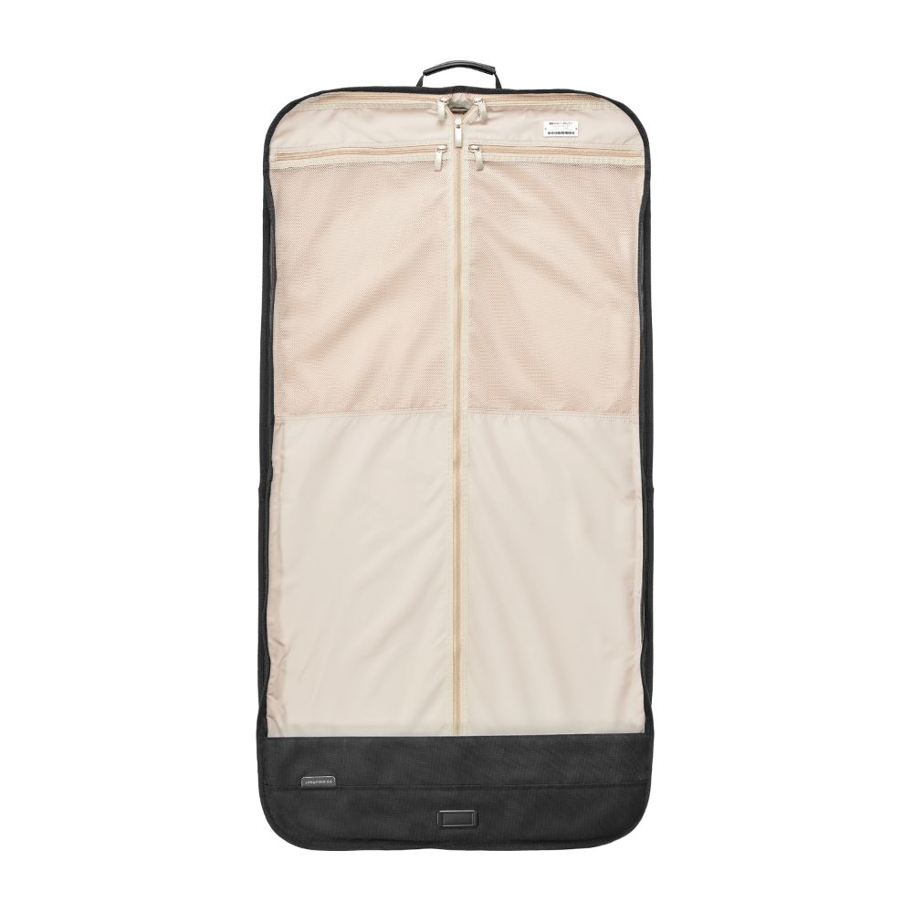 Briggs & Riley Baseline 2 classic garment bag in black, showcasing a sleek design with spacious storage for clothing.