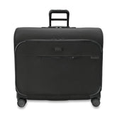 Briggs & Riley Deluxe Wardrobe Spinner Suitcase in black, showcasing spacious interior and smooth-rolling wheels.