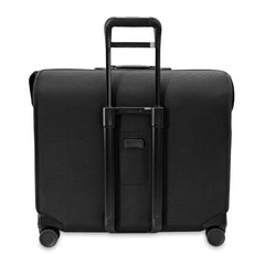 Briggs & Riley Baseline 2 Deluxe Wardrobe Spinner Suitcase in black, showcasing its garment bag design and spacious interior.