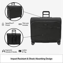 Briggs & Riley Deluxe Wardrobe Spinner Suitcase - Baseline 2 with multiple compartments and smooth-rolling wheels.