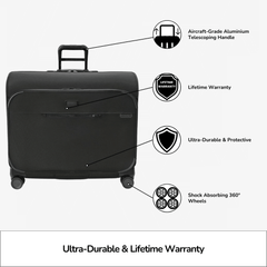 Briggs & Riley Deluxe Wardrobe Spinner Suitcase - Baseline 2, featuring a spacious interior and smooth-rolling wheels.