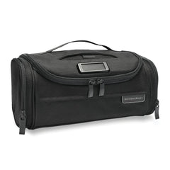 Briggs & Riley Luggage Executive Essentials Kit in black, featuring a compact washbag design for travel organization.