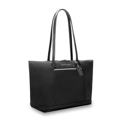 Briggs & Riley Rhapsody expandable travel tote bag in black with spacious compartments and sturdy handles.