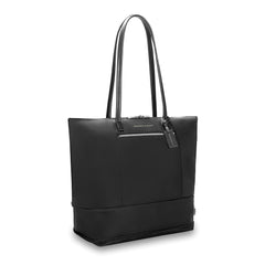 Briggs & Riley Rhapsody expandable travel tote bag in black, showcasing spacious design and sturdy handles.