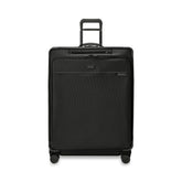 Extra large expandable spinner suitcase in black from Briggs & Riley, featuring smooth wheels and spacious interior.