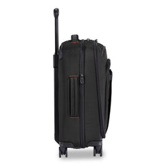 Briggs & Riley ZDX 53cm black carry-on spinner luggage with smooth wheels and a durable exterior.