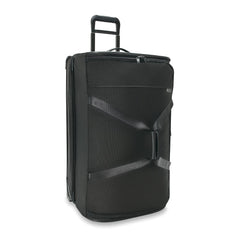 Briggs & Riley Baseline 2 large 2-wheel duffle in black, featuring spacious compartments and durable fabric design.