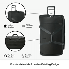 Large 2-wheel duffle bag from Briggs & Riley, featuring a durable design and spacious interior for travel.