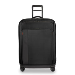 Briggs & Riley ZDX large spinner check-in luggage in black with smooth wheels and sturdy handle for easy transport.