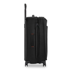 Briggs & Riley ZDX large spinner check-in luggage in sleek black with smooth wheels and sturdy handle for easy travel.