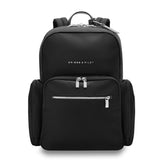 Medium black backpack by Briggs & Riley Luggage with stylish Rhapsody design, featuring adjustable straps and multiple pockets.