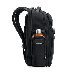 Black medium cargo backpack by Briggs & Riley Luggage, featuring multiple compartments and a sleek design for work.