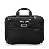 Briggs & Riley Medium Expandable Briefcase in black, featuring a sleek design and multiple compartments for organization.