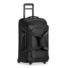 Briggs & Riley ZDX medium upright duffle in black, showcasing spacious interior and durable design for travel.
