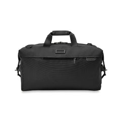 Briggs & Riley Baseline 2 Weekender Duffle in black, showcasing spacious design and durable fabric for travel.