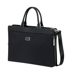 Samsonite 15.6" black briefcase with padded laptop compartment and adjustable shoulder strap.