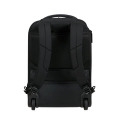 Black 17.3" wheeled backpack by Samsonite Luggage with adjustable straps and spacious compartments.