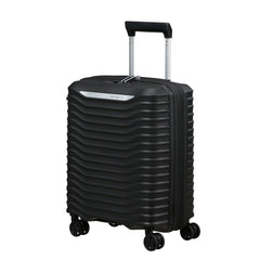 Samsonite Upscape 45cm black 4 wheel underseater suitcase with sleek design and spacious interior for cabin travel.