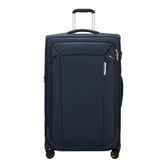 79cm midnight blue spinner suitcase by Samsonite, featuring four wheels and a sleek design for easy travel.
