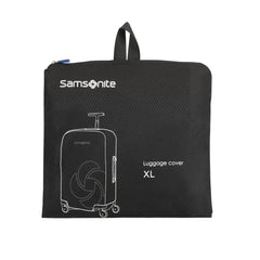 Black XL luggage cover by Samsonite, designed to protect and fit large suitcases with a sleek and durable design.