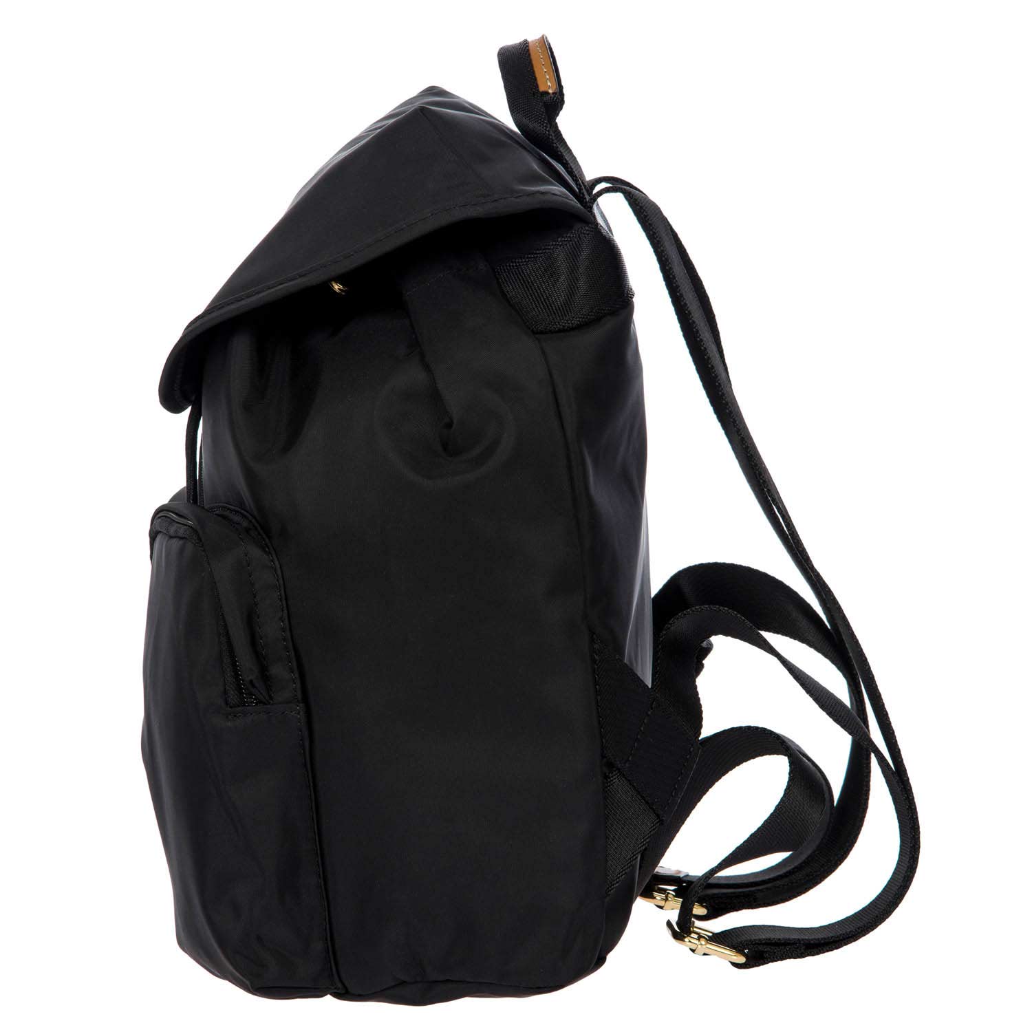 Bric's X Travel 2 Pocket Backpack in black, featuring two exterior pockets and a sleek design for travel convenience.