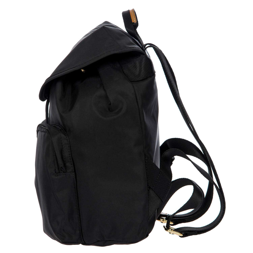 Bric's X Travel 2 Pocket Backpack in black, featuring two exterior pockets and a sleek design for travel convenience.