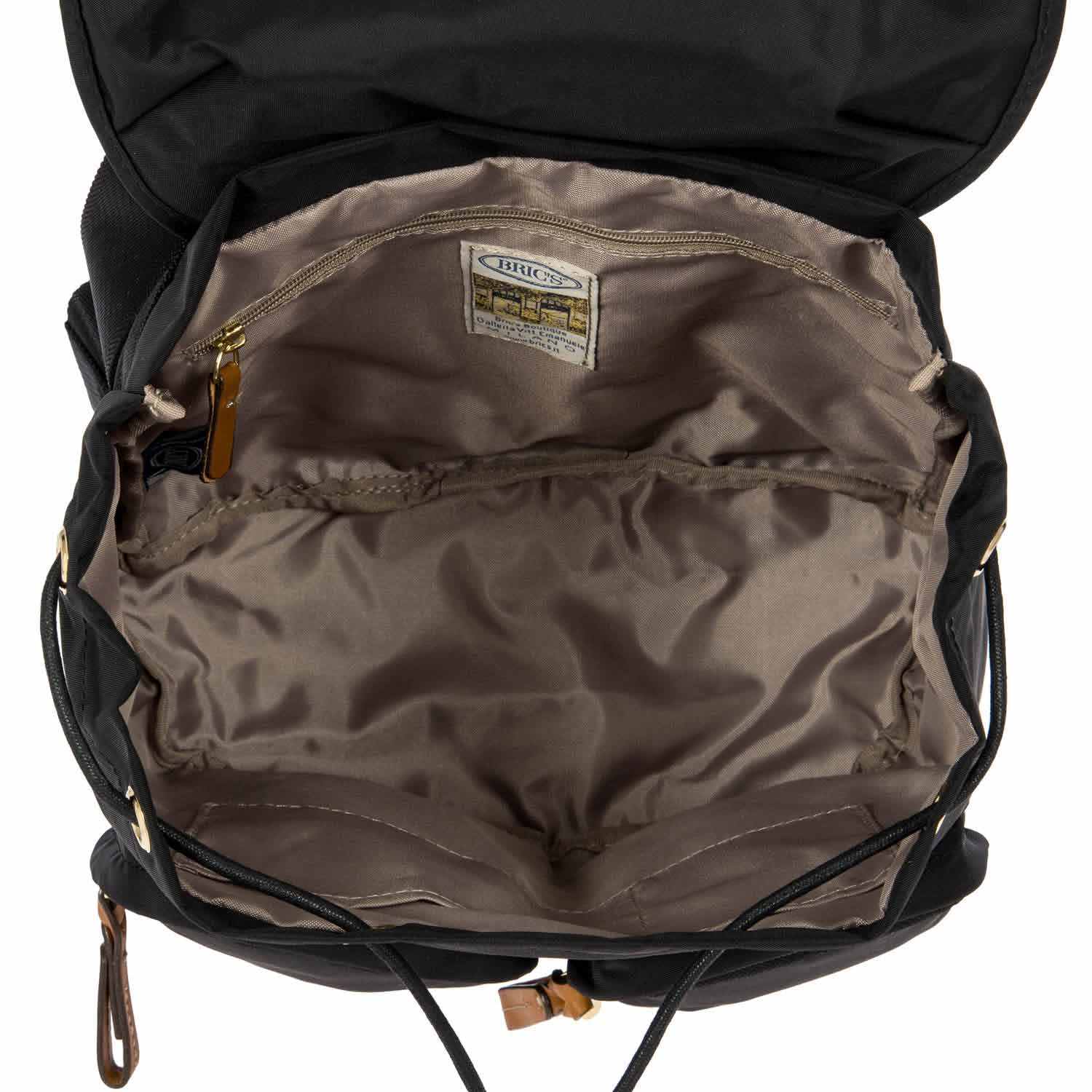 Bric's 2 Pocket Backpack in black, featuring dual compartments and adjustable straps for travel convenience.