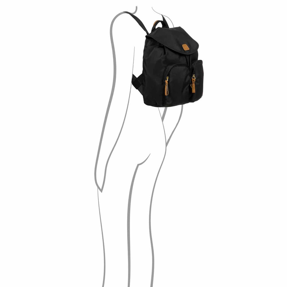 Black Bric's X Travel 2 Pocket Backpack featuring spacious compartments and adjustable straps for comfort.