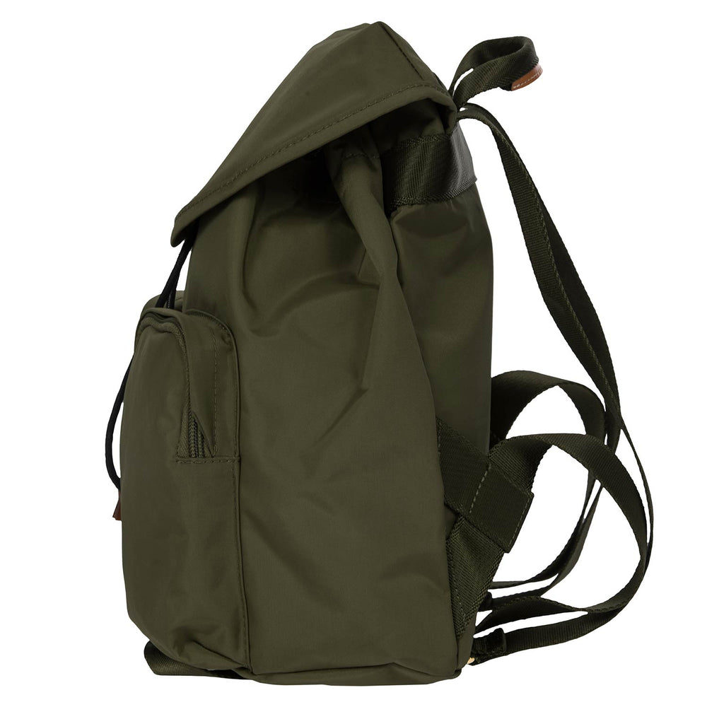 Olive green Bric's X Travel 2 Pocket Backpack with adjustable straps and sturdy fabric.