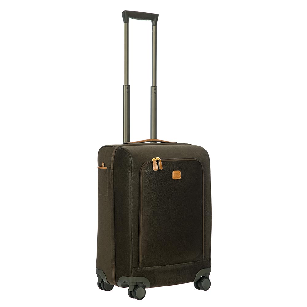 Bric's 55cm Olive Cabin Spinner Suitcase with smooth wheels and sturdy handle, perfect for travel and weekend getaways.