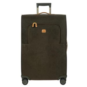 Olive green 68cm Bric's spinner check-in suitcase with four wheels and telescopic handle for easy travel.