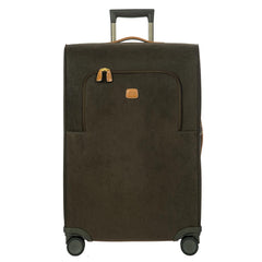 Olive green 68cm Bric's spinner check-in suitcase with four wheels and telescopic handle for easy travel.