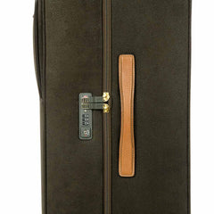 Olive green 68cm Bric's Life spinner suitcase, check-in luggage with four wheels and retractable handle, on a white background.