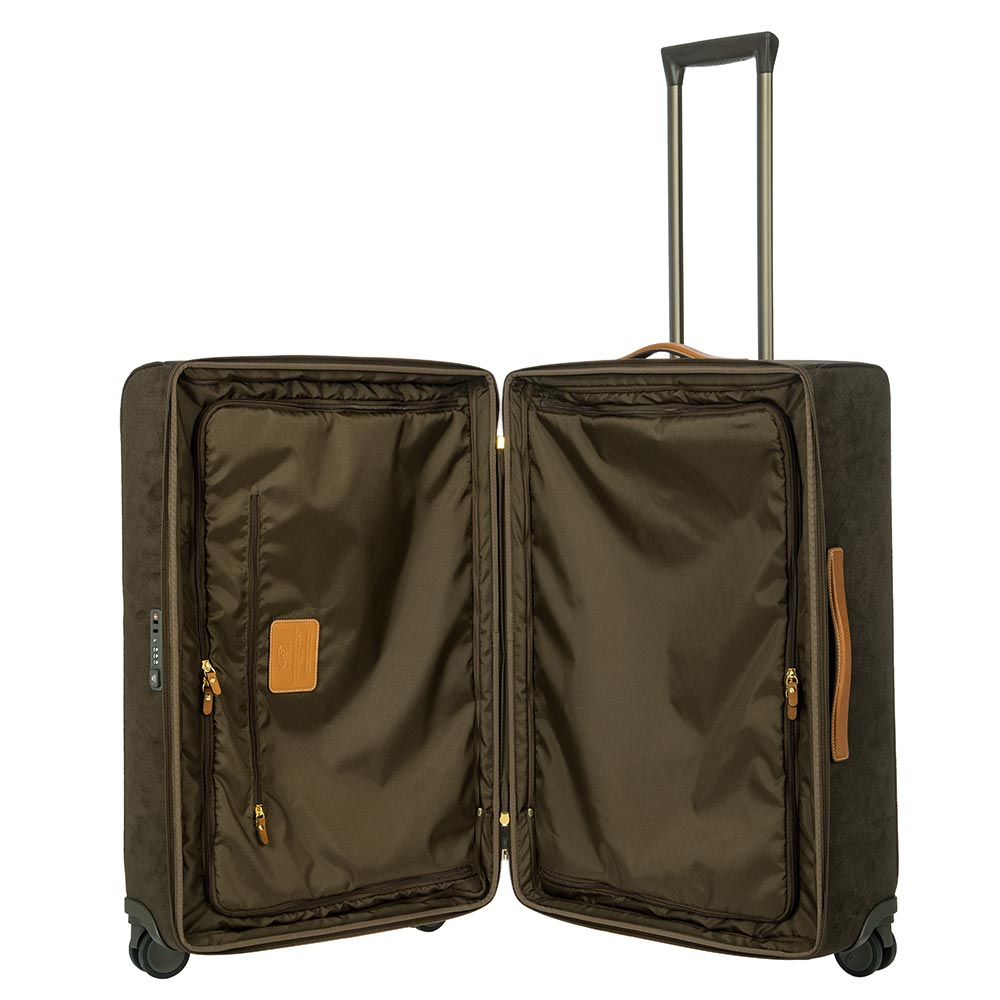 Olive green Bric's 68cm Spinner Suitcase check-in luggage with four spinner wheels and a durable hard shell exterior.