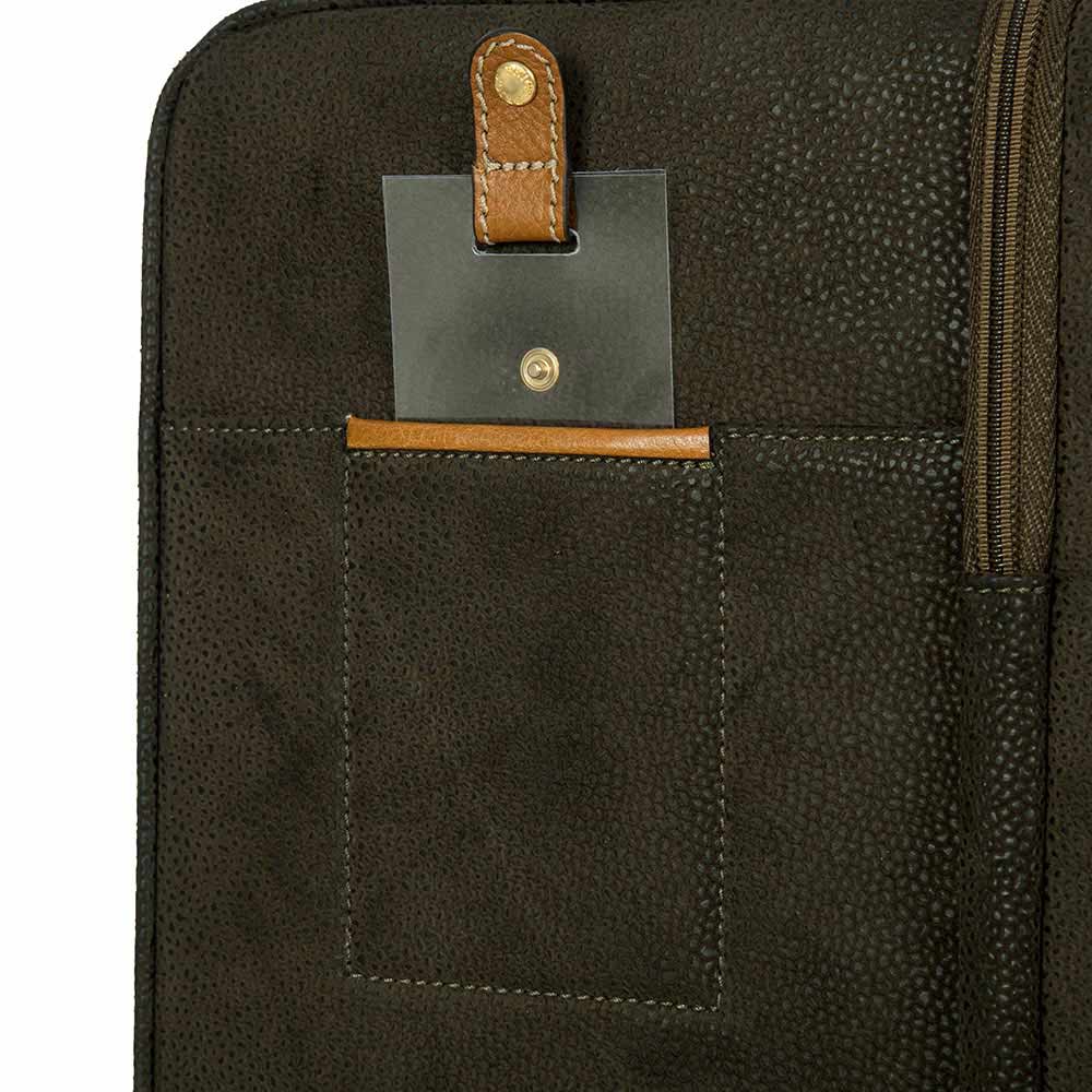 Olive green Bric's 68cm spinner check-in luggage suitcase with four wheels and telescopic handle, designed for travel.