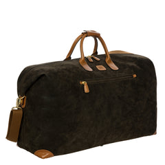 Olive green large holdall travel bag by Bric's, made of durable material with sturdy handles and spacious main compartment.