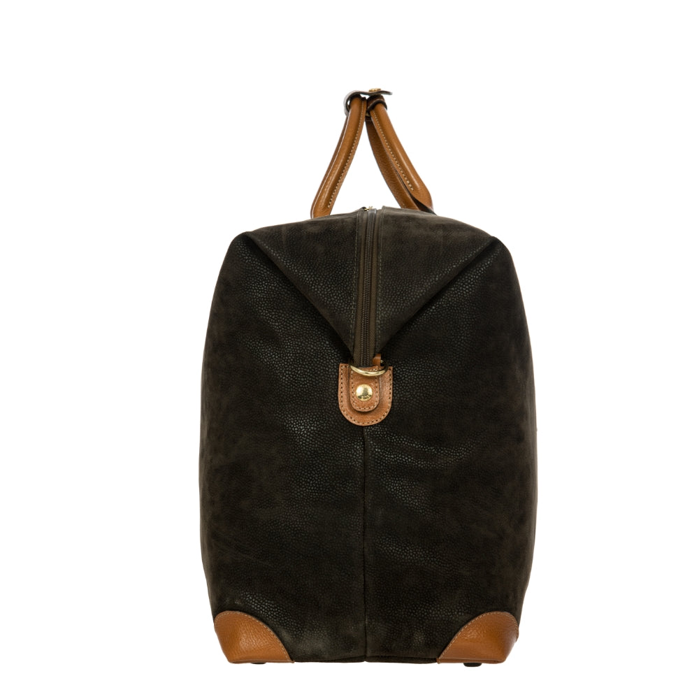 Olive green Bric's large holdall travel bag from the duffles and holdalls collection, showing spacious interior and durable fabric.