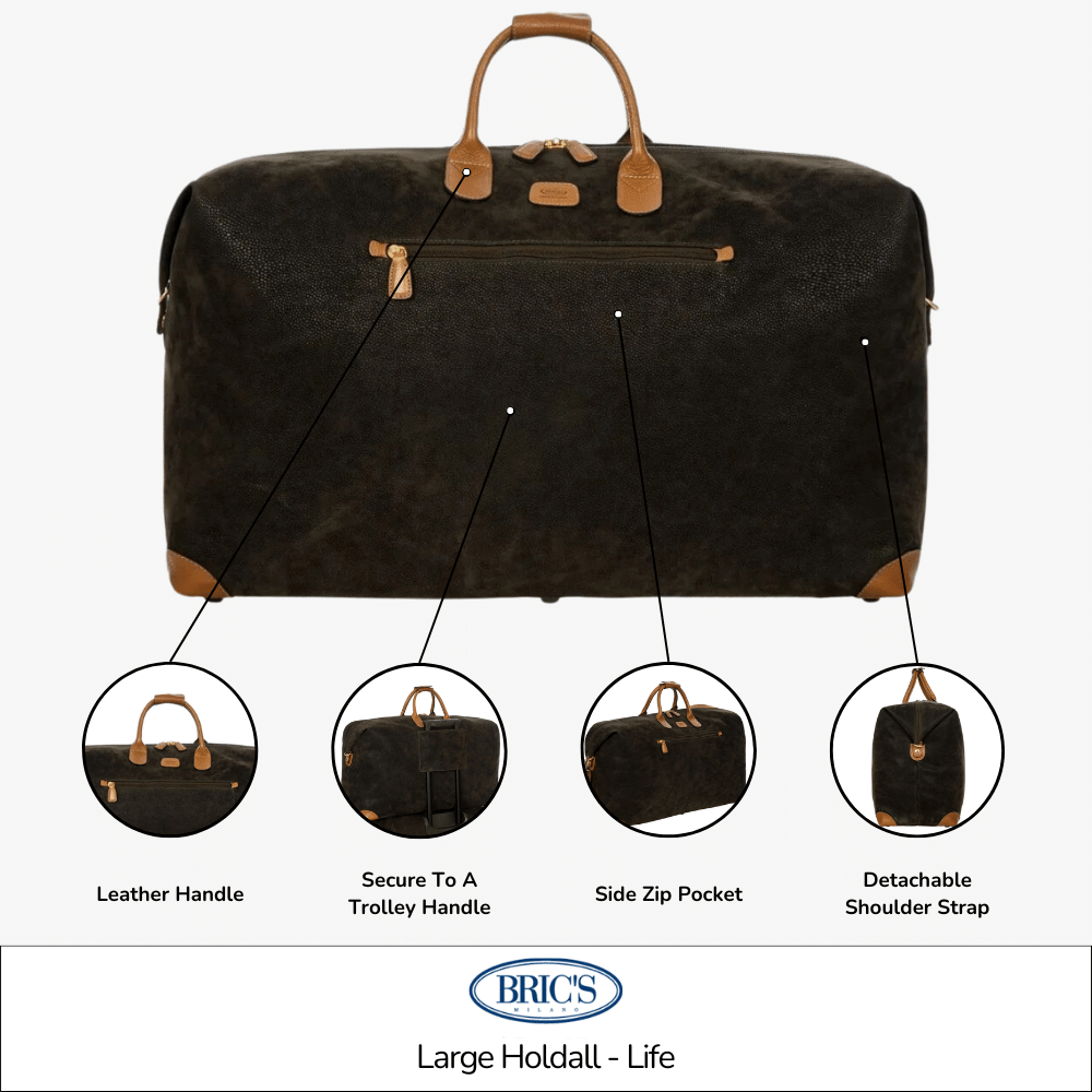 Large Bric's Life holdall travel bag with durable fabric, spacious main compartment, and sturdy handles.