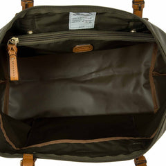 Olive green Bric's Large Sportina Bag, a stylish duffle perfect for travel, featuring sturdy handles and spacious interior.