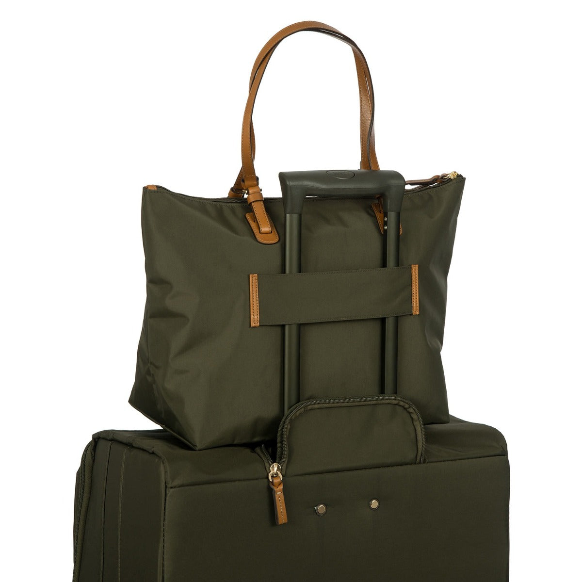 Large olive green Sportina duffle bag by Bric's, showcasing durable material and spacious design for travel or gym use.