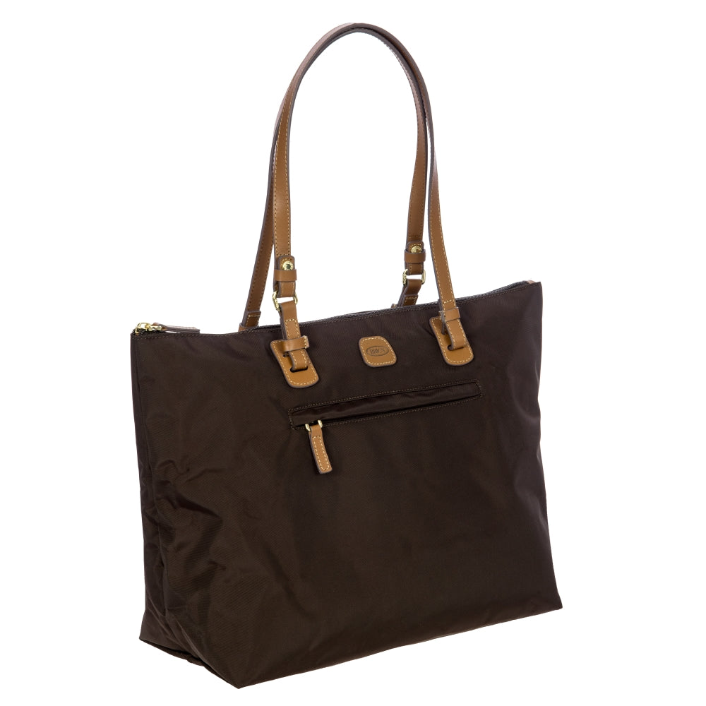 Large brown Sportina duffle bag by Bric's, featuring leather accents and a spacious interior for travel or gym use.