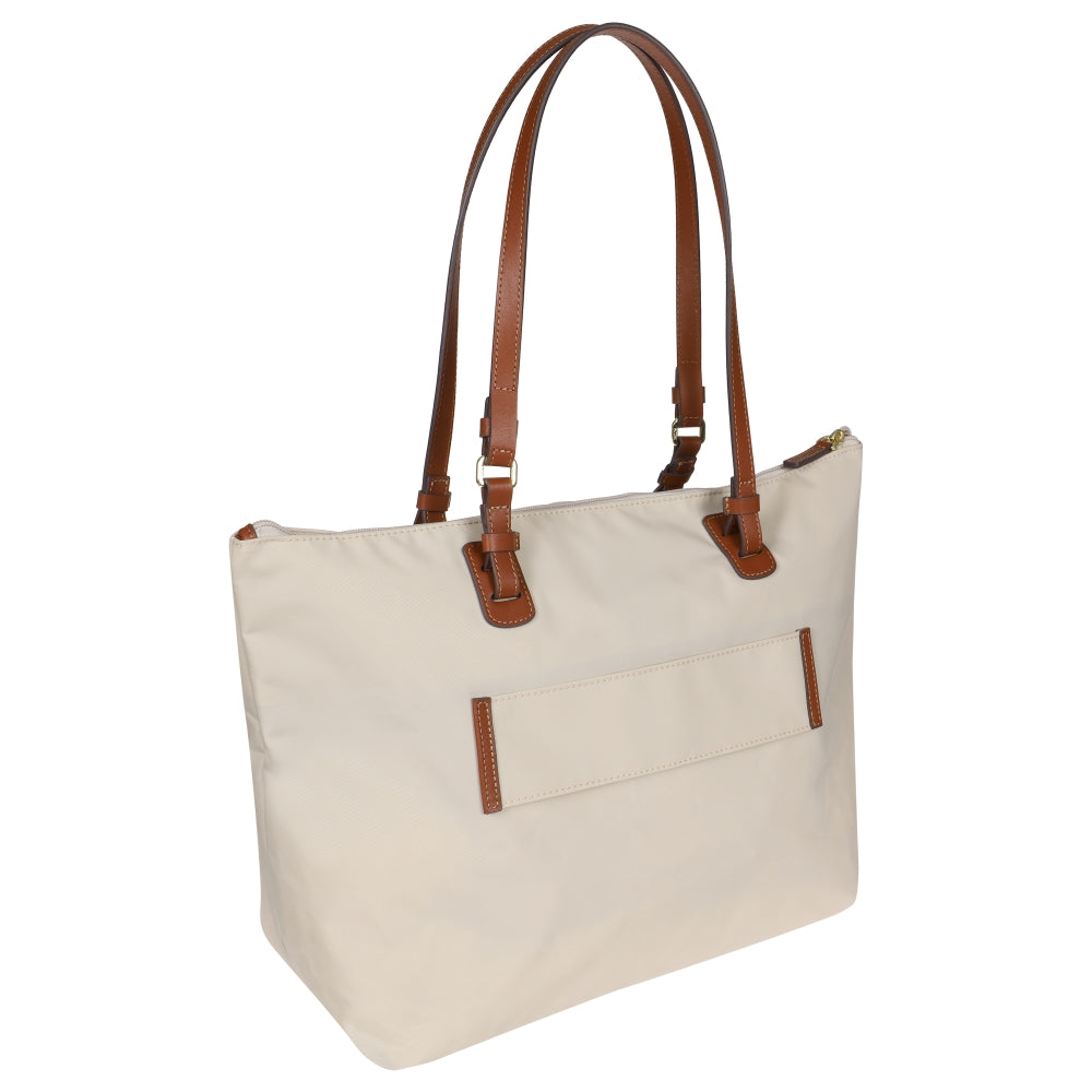 Beige Large Sportina Bag by Bric's, spacious duffle with sturdy handles, perfect for travel and everyday use.