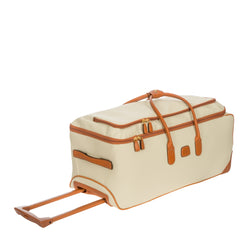 Cream large Bric's Firenze trolley duffle bag with sturdy handles and wheels, designed for travel and easy carrying.